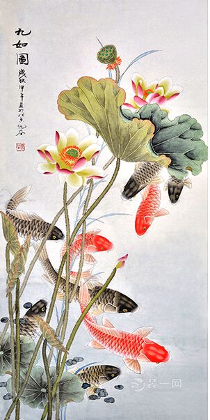 九鱼荷花图的家居风水之说 太原装修网为你详解
